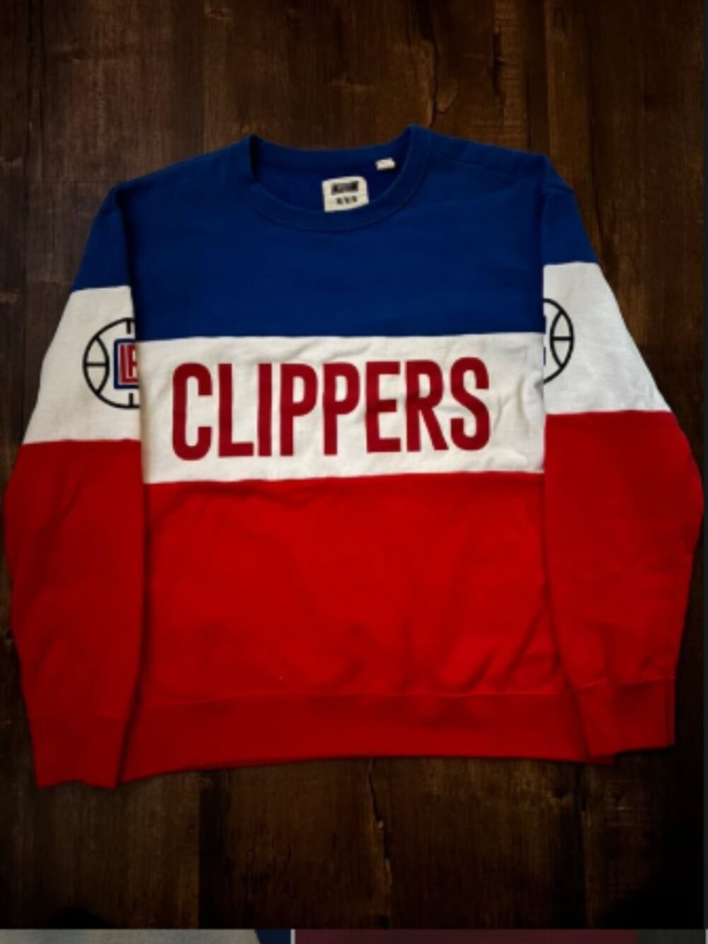 NBA LA Clippers Colorblock Sweatshirt Blue White Red Medium
